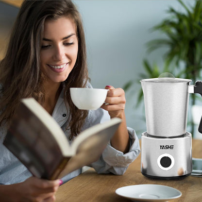 YASHE Milk Frother, 8.1 oz/240ml Milk Frother and Steamer, 4-in-1 Electric Milk Frother, Milk Steamer and Frother for Latte, Stainless Steel Milk Steamer, Easy Clean, Dense Velvety Foam