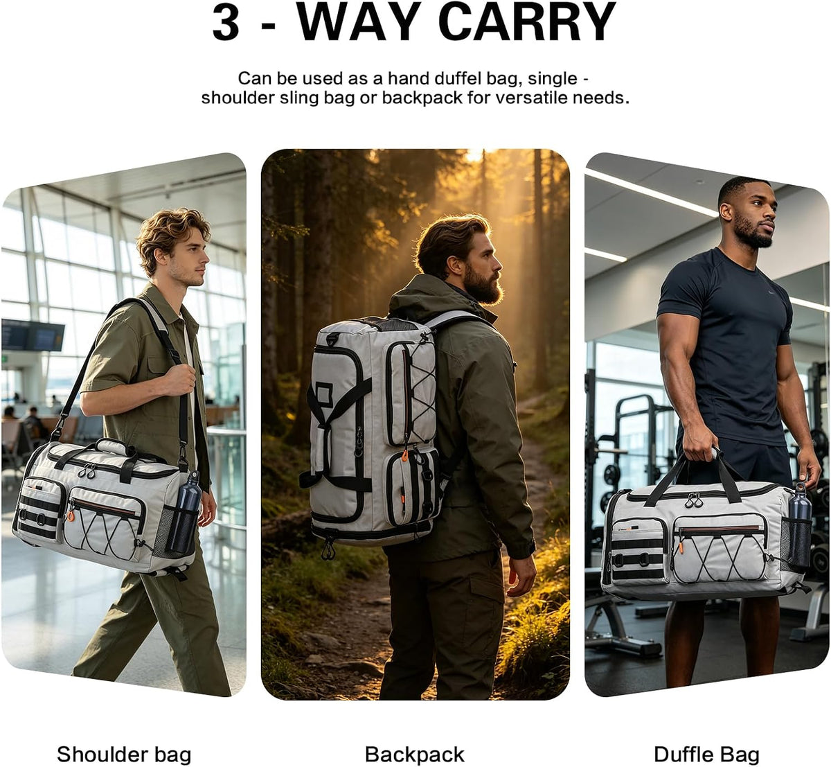 TUGUAN Gym Bag Sports Duffle Bag for Men 45L Duffel Backpack for Travel