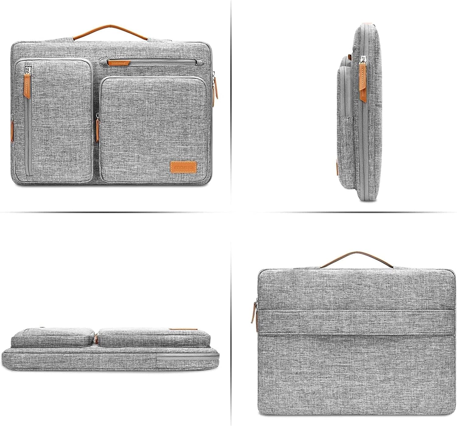 MOSISO 360 Protective Laptop Sleeve Compatible with MacBook Air/Pro, 13-13.3 inch Notebook, Compatible with MacBook Pro 14 inch M3 M2 M1, Side Open Bag with 4 Zipper Pockets&Handle, Black - PuriLite