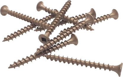 #8 x 3" Deck Screws | Square Drive | Bugle Head | Brown Ruspert | 100pcs Box