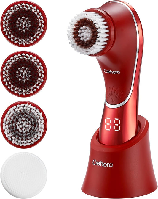 Facial Cleansing Brush, Face Scrubber Exfoliator, Face Scrubber Rechargeable IPX-7 Waterproof, Electric Face Scrubber, Electric Face Spin Brush for Exfoliating, Massaging and Deep Cleansing