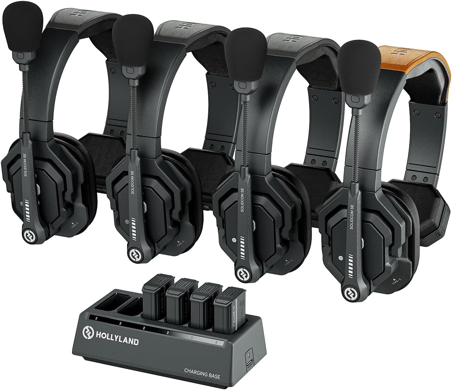 Hollyland Solidcom SE Full Duplex 2-Users ENC Noise Cancellation Wireless Intercom Headset System 1100ft Team Communication with PTT Mute Single Ear Headset for TV Film Production Drone (2.4G Version)