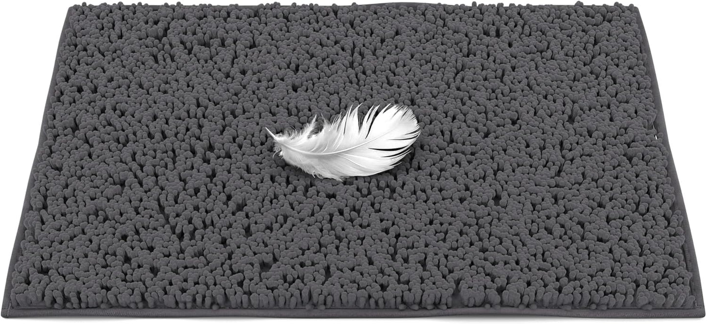 Soft Plush Chenille Bathroom Rug, Absorbent Microfiber Bath Mat, Machine Washable, Non-Slip Grip, Quick-Dry, Thick Shag Carpet Great for Bath, Shower Floor, Bedroom, or Door Mat (Beige, 17x24)