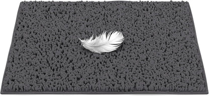 Soft Plush Chenille Bathroom Rug, Absorbent Microfiber Bath Mat, Machine Washable, Non-Slip Grip, Quick-Dry, Thick Shag Carpet Great for Bath, Shower Floor, Bedroom, or Door Mat (Beige, 17x24)