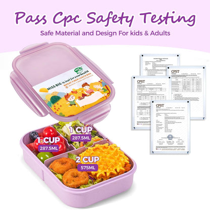 MISS BIG® Bento Box,Lunch Box Adult,Ideal Leak Proof Lunch Containers,Mom's Choice Lunch Box for Kids,No BPAs and No Chemical Dyes,Microwave and Dishwasher Safe Lunch Container (1900ml White)