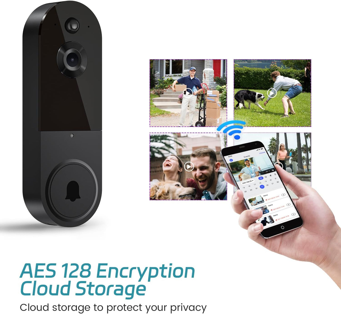 Occuwave 1080P Video Doorbell Camera Wireless, Cloud Storage, Live View, 2-Way Audio, Night Vision, Included Ring Chime, 2.4Ghz WiFi Only, Indoor Surveillance, Real-Time Alert (Silver)