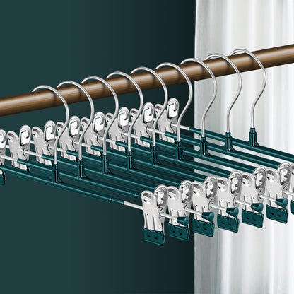 14Inch Black Pants Hangers with Clips 10 Pack Adjustable Skirt Hangers for Women Non-Slip Trousers Hanger for Jeans Clothes Hangers for Pants Heavy Duty Space Saving Shorts Hangers