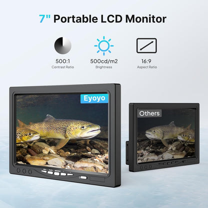 Eyoyo Fishing Camera Video Fish Finder 7 inch LCD Monitor 1000TVL Camera 12pcs IR Lights DVR+8GB with 30m Cable for Ice Lake Boat Fishing