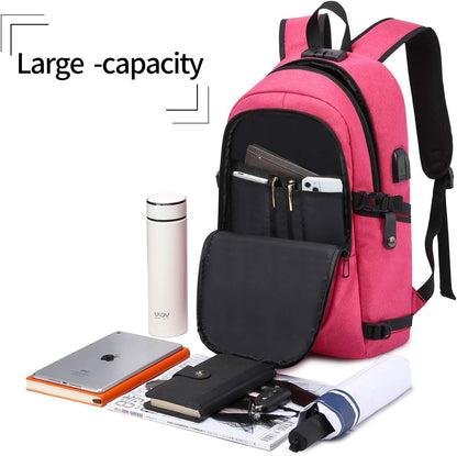 Laptop Backpack,Anti Theft Business Travel Backpack for Men Women Work Bag Slim Laptop Bag with USB Charging Port Lock,Durable Water Resistant Computer Bag Fits 15.6 Inch Laptop Notebook,Black