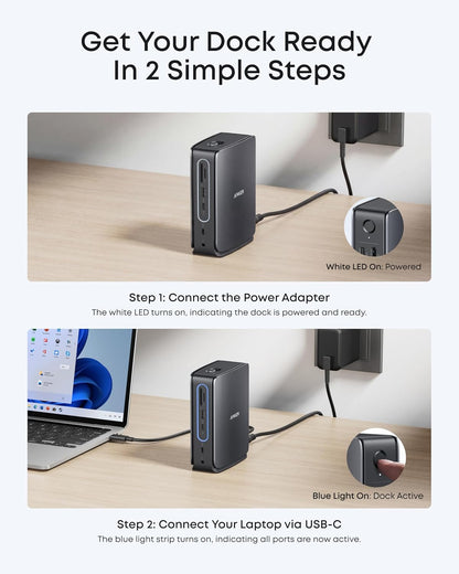 Anker Nano Laptop Docking Station, 13-in-1 USB-C Triple Display | 2 HDMI and 1 DP, 10 Gbps USB-C, 3 USB-A, Audio, SD/TF, Ethernet, 100W Max PD for Dell, Lenovo, HP, and More