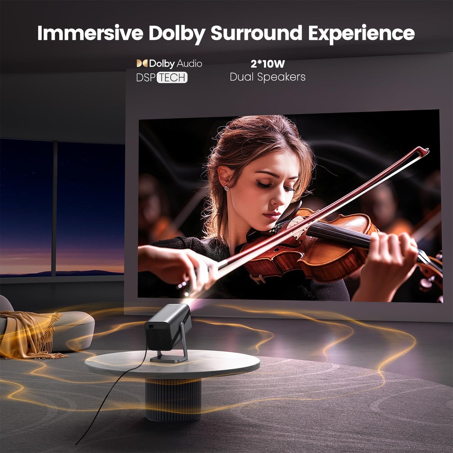 [Netflix-Officially/20W Dolby Audio] Portable Projector with WiFi 6 & Two-Way Bluetooth, 360°Rotation iWIMIUS S29 Native 1080P 600ANSI 4k Projector, Electric Focus 4D/4P Auto Keystone Smart Projecteur
