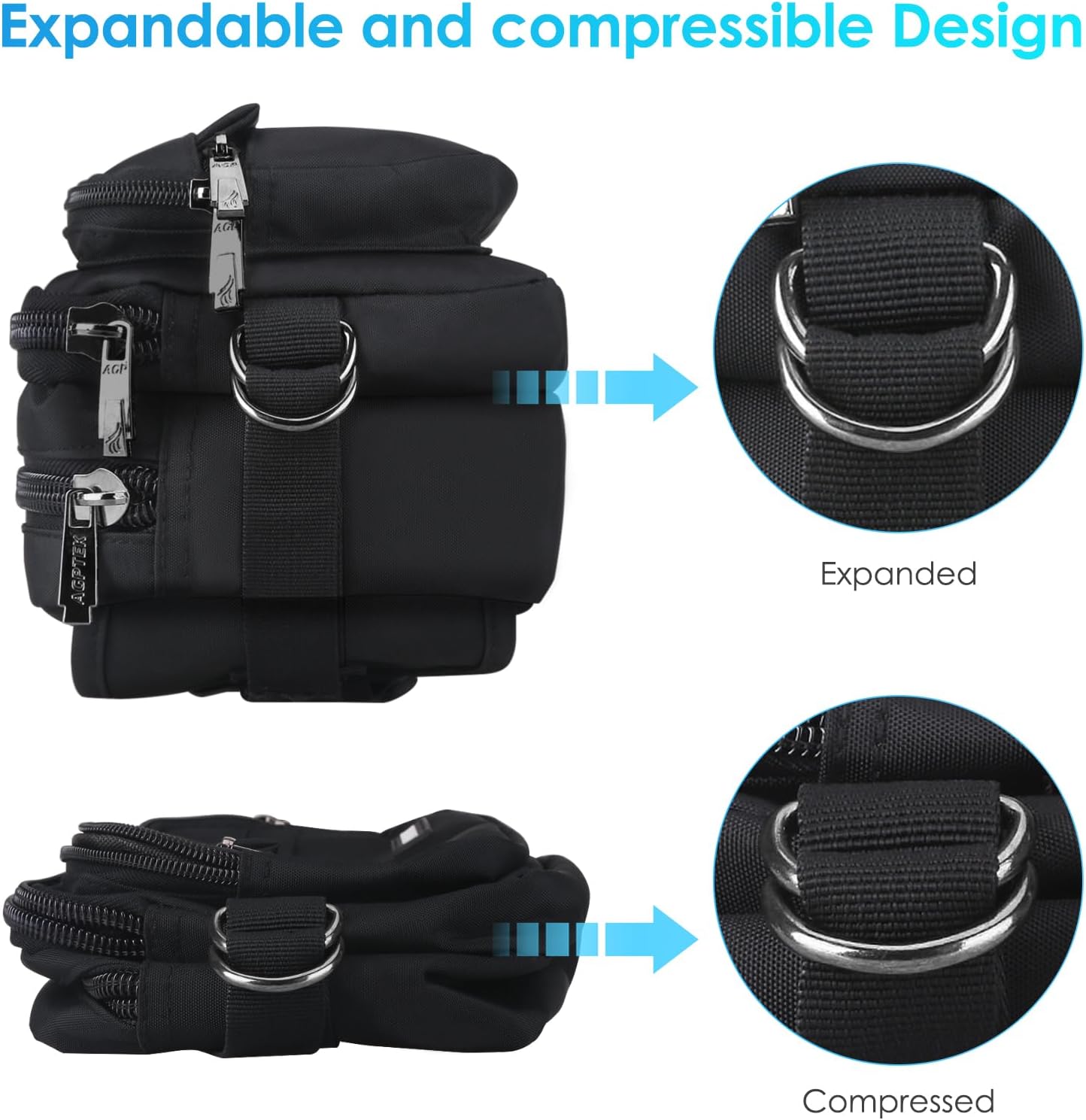 AGPTEK Men's Women's Outdoor Sports Running Waist Bag with Multiple Pockets and Adjustable Belt for Travel, Hiking, Climbing, Jogging, Hiking