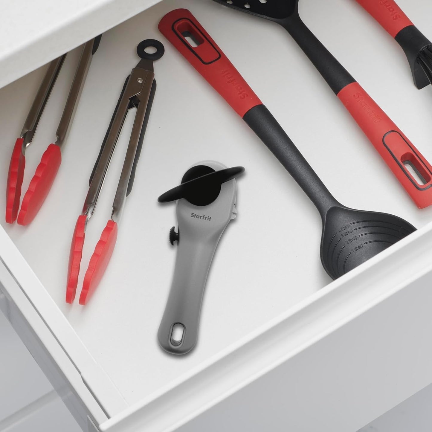 Starfrit Securimax Auto Can Opener - Patented Safe Edge Technology with Lid Lifter - Leaves No Sharp Edges on Lid & Can - Heavy Duty Non-Slip Knob