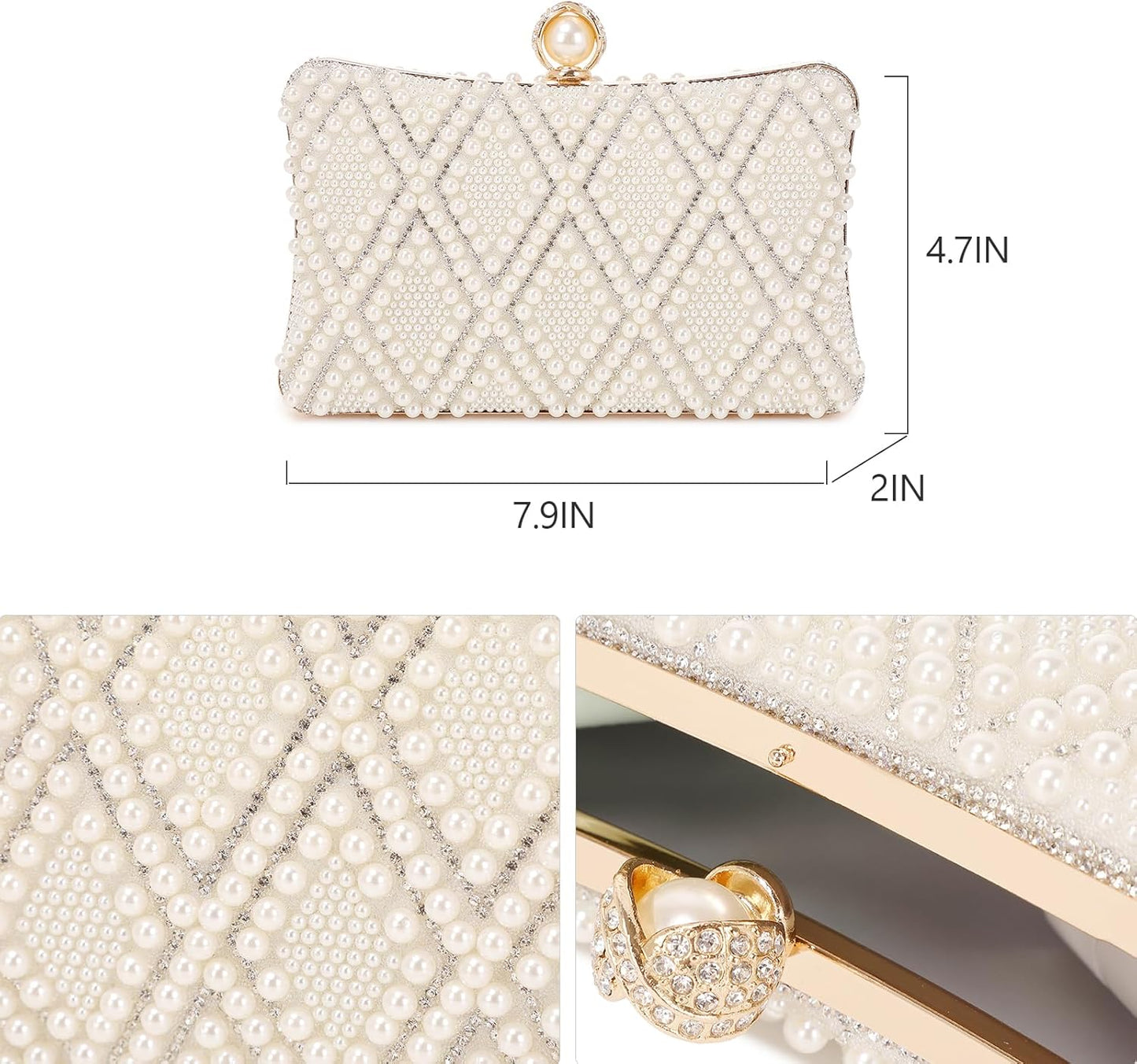 Women's Evening Handbags Pearl Clutch Purse Beaded bag Bridal Clutch wedding Purse