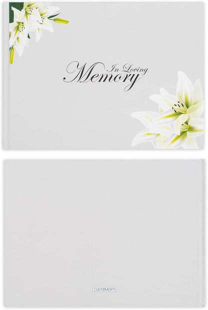 Customoffi Funeral Guest Book – Best for Memorial Service, Registry Book, Condolence and Bereavement Book – Classic and Elegant with 15 Sheets for Names and Memories
