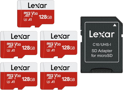 Lexar 128GB Micro SD Card, microSDXC UHS-I Flash Memory Card with Adapter - Up to 100MB/s, A1, U3, Class10, V30, High Speed TF Card
