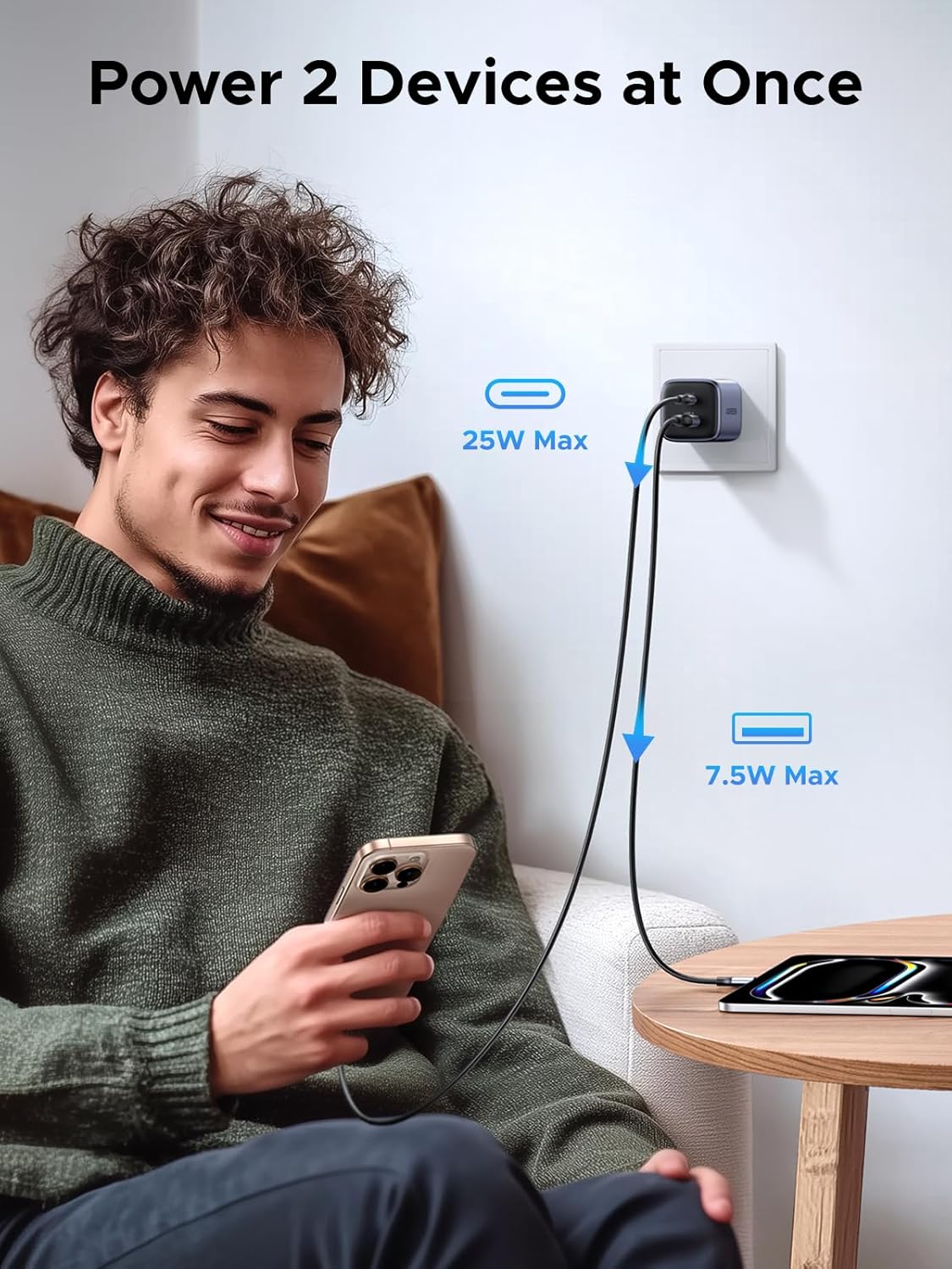 UGREEN 35W USB C Charger Block, Nexode 2Ports GaN Foldable USB and Type C PPS Compact Fast Wall Plug for iPhone 16 Pro Max 15 14, Pixel 8 7pro, Galaxy S25 Ultra S23 Note 20, iPad, MacBook Air