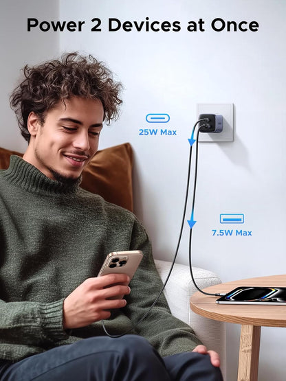 UGREEN 35W USB C Charger Block, Nexode 2Ports GaN Foldable USB and Type C PPS Compact Fast Wall Plug for iPhone 16 Pro Max 15 14, Pixel 8 7pro, Galaxy S25 Ultra S23 Note 20, iPad, MacBook Air