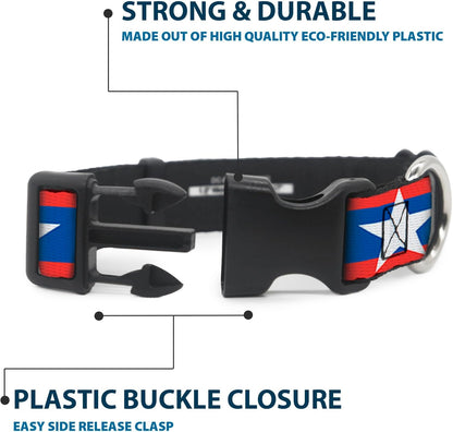 Buckle-Down PC-W21909-M Dog Collar Plastic Clip Buckle, 1"x11"-17", Star Black/White