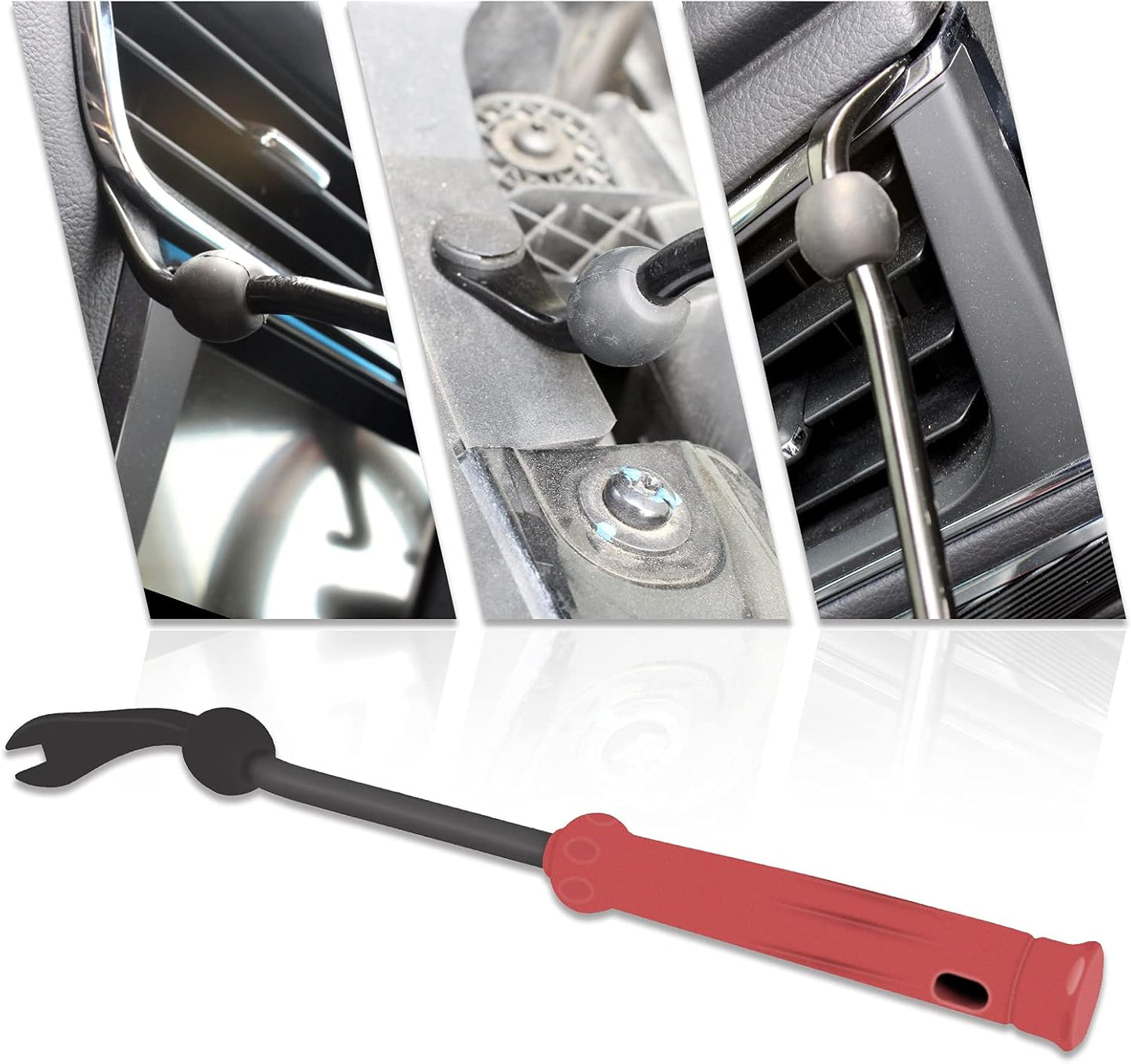 Wetado Trim Removal Tool, Car Upholstery Repair Kit, Car Door Audio Panel Trim Removal Set, Fastener Terminal Remover Tool Set Clips Pry Kit Auto Clip Pliers (8PCS Red)