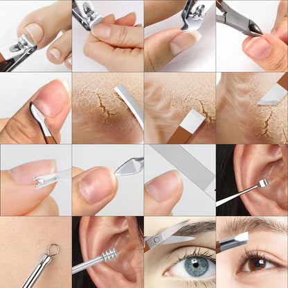 Manicure Set Professional Nail Clippers Pedicure Kit, 16 pcs Stainless Steel Nail Care Tools Grooming Kit with Luxurious Travel Leather Case for Thick Nails Men Women Gift (Black)