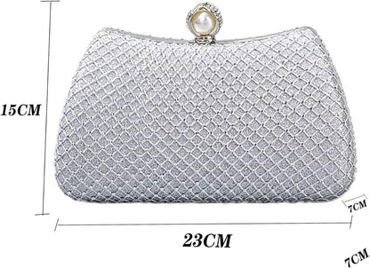 MUDUO Women's Wedding Purse, Pearl Clutch evening clutch purse Crossbody Shoulder Bag Handbag for Party Date Formal Occasion