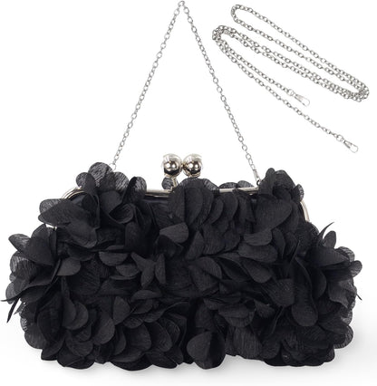 JAMBHALA Clutch Evening Handbags Floral Appliques Small Clutch Purses for Women