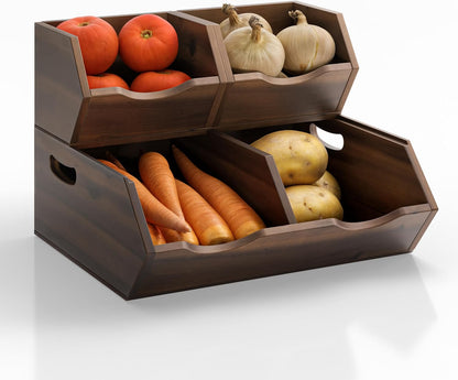 Purilite Select Stackable Acacia Wood Storage Bins