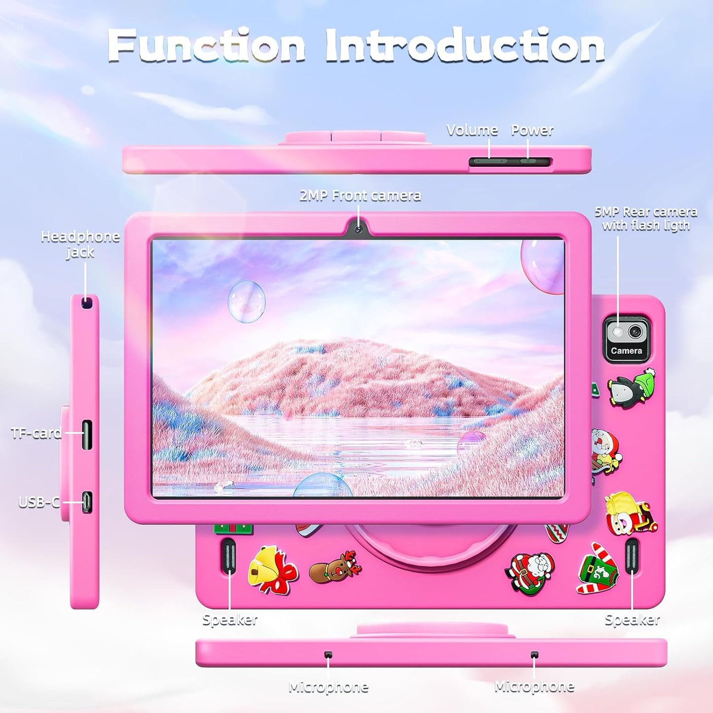 SGIN 10.1 Inch Tablet, 4GB RAM 128GB ROM, Android 13 Tablets, Octa-Core 2.0Ghz Processor, 1280 * 800 IPS Screen, 2MP+8MP Camera, 6000mAh, WiFi, Bluetooth 5.0 (Pink)