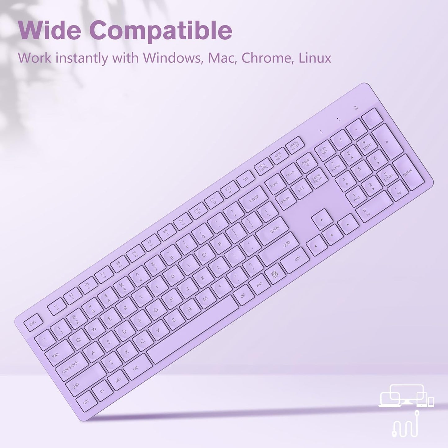 LeadsaiL Wireless Keyboard | Ergonomic Keyboard | Full-Sized Keyboard | Noiseless Keyboard | 2.4GHz Wireless Keyboard | USB Keyboard - PuriLite