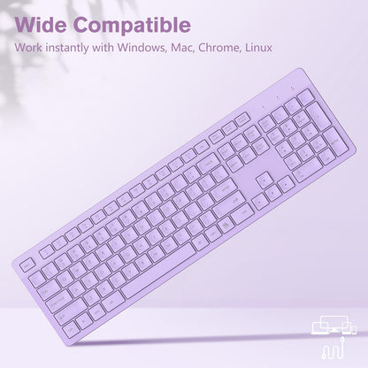 LeadsaiL Wireless Keyboard | Ergonomic Keyboard | Full-Sized Keyboard | Noiseless Keyboard | 2.4GHz Wireless Keyboard | USB Keyboard - PuriLite
