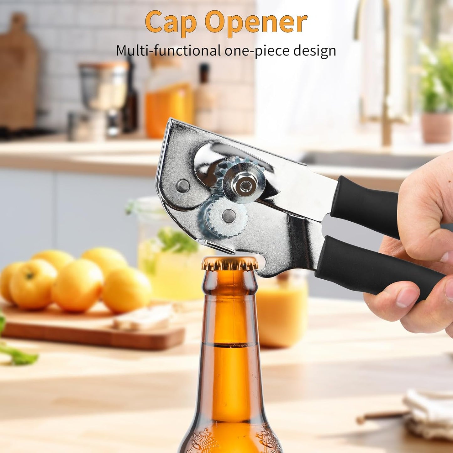 Gugxiom Easy Crank Can Opener, Stainless Steel Manual Can Opener Heavy Duty, Safety Commercial Can Opener with Handle, Kitchen Gadget, Elderly Friendly
