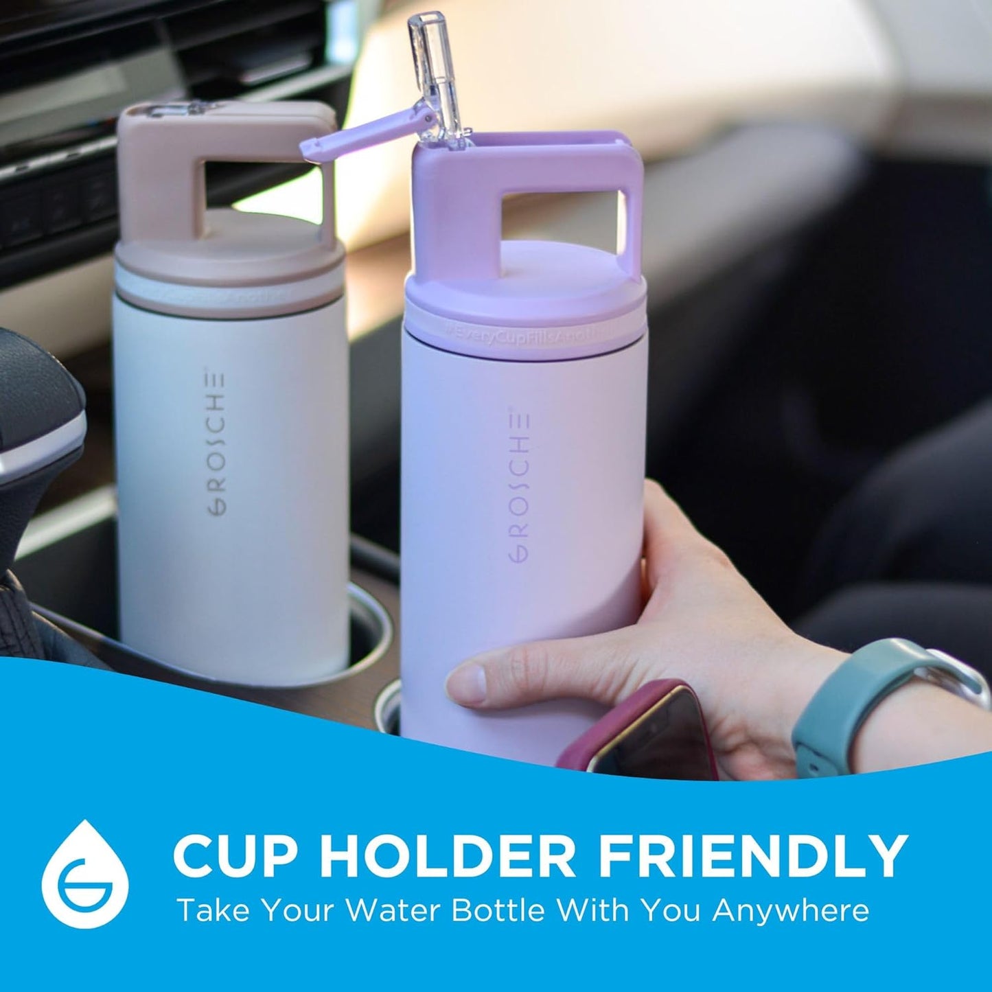 GROSCHE Alpine Flip 'N Sip 16oz Insulated Water Bottle - Stainless Steel, Leakproof Flask with Straw - Perfect for Gym, Travel, Sports & Outdoor Use, Canadian Brand! - 16 fl. oz, Scuba Blue