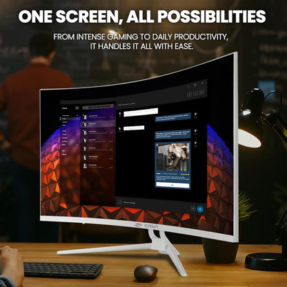 CRUA 32'' Curved Gaming Monitor, 160Hz/144Hz 4K UHD(3840 * 2160P) White Computer Monitor, 1500R VA Screen, Supports Freesync, 120% sRGB, Built-in Speakers, RGB Lighting, Wall Mountable,HDMI 2.1&DP 1.4