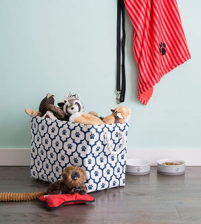 DII Bone Dry RoundSmall Pet Toy and Accessory Storage Bin, 12"(Dia) x9(H), Collapsible Organizer Storage Basket for Home Decor, Pet Toy, Blankets, Leashes and Food-Gray Stripes