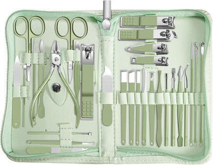 Manicure Set，30 in 1 Mens Set Professional，Nail Clipper for Men，Mens Nail Grooming Kit，Andrea Kit Women，Nail Care Women，with Luxury Leather Bag (Black)