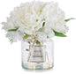 BLOSMON White Fake Flowers with Vase: Small Coffee Table Decor Bathroom Hydrangea Faux Flowers in Vase Office Desk Shelf Home Living Room Bedroom Vanity nightstand Decorations Floral Arrangement