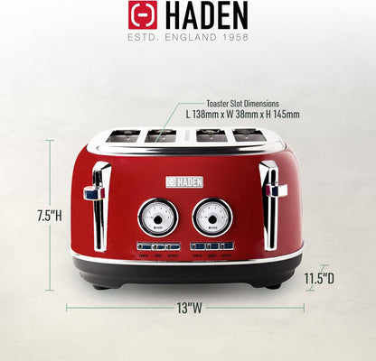 Haden Dorset 75083 Stainless Steel 1500W Retro Toaster 4 Slice Wide Slot w/Removable Crumb Tray and Settings, Black/Copper Toasters w/Adjustable Browning Control, Smart Toaster