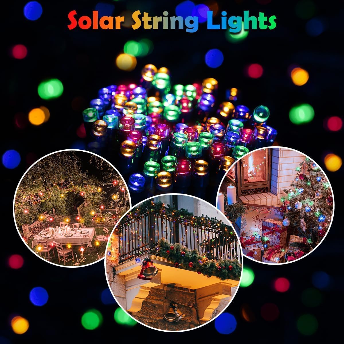 Solar Christmas Lights Outdoor, 137ft 400 LED 19Mode Solar Powered String Lights Waterproof for Garden Patio Fence Holiday Party(Multicolor)