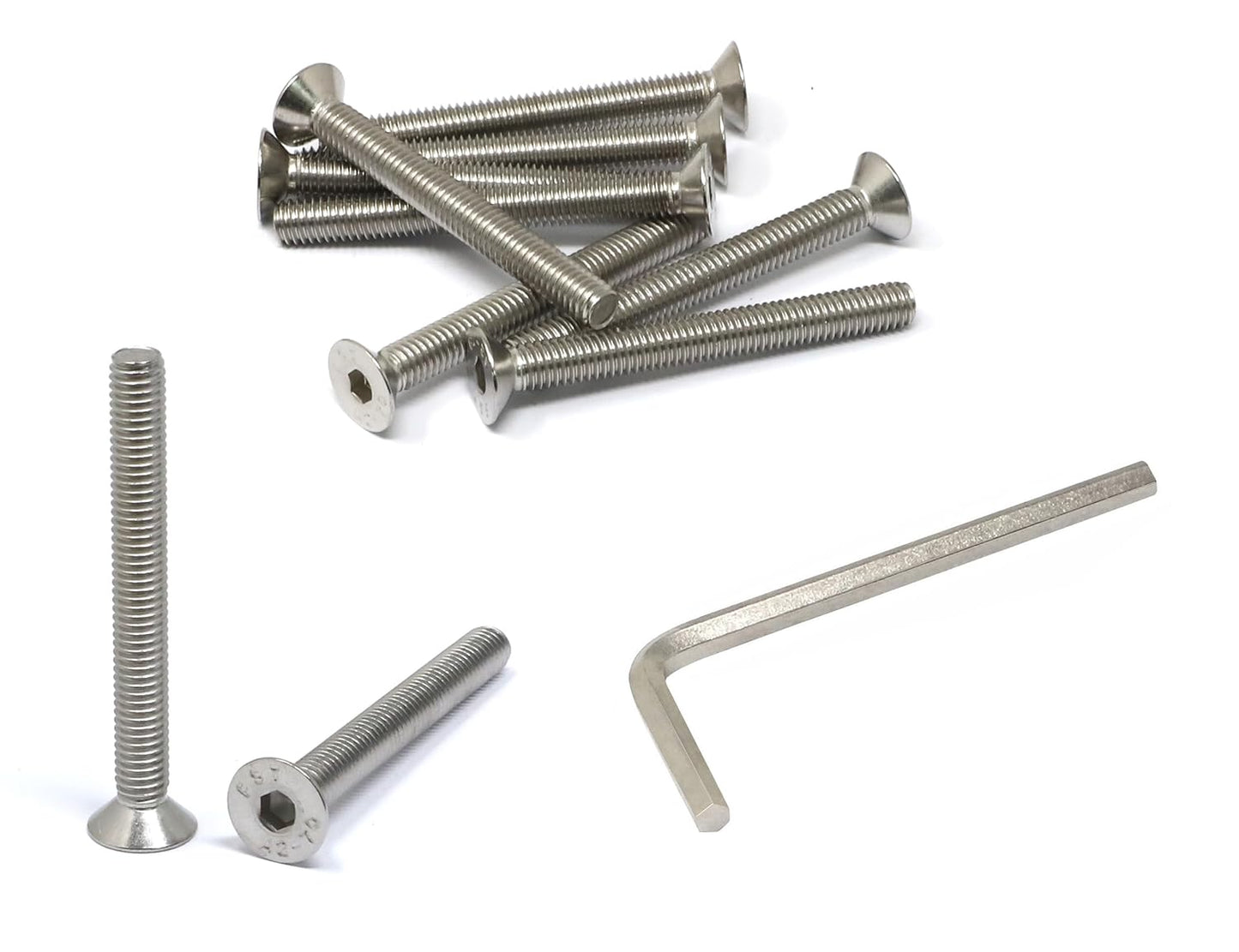 iexcell 5 Pcs M8 x 80mm Thread Pitch 1.25 mm Stainless Steel 304 Hex Socket Flat Head Cap Screws Bolts Kit