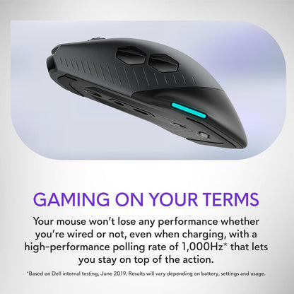 Wired and Wireless Gaming Mouse 16000 DPI Rechargeable RGB Ergonomic Ambidextrous Design - PuriLite