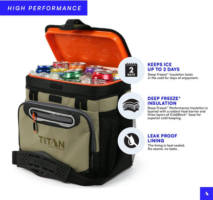 Arctic Zone Titan Deep Freeze 16 Can Zipperless Hardbody Cooler, Moss