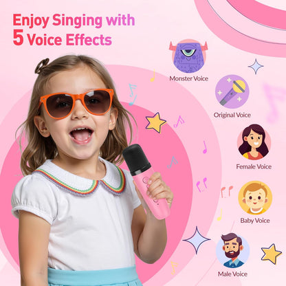 Mini Karaoke Machine：Portable Bluetooth Karaoke Microphone Singing Speaker with 2 Wireless Mic and Light Kids Adults,Christmas Birthday Gifts for Girls Boys Family Home Party(Green)
