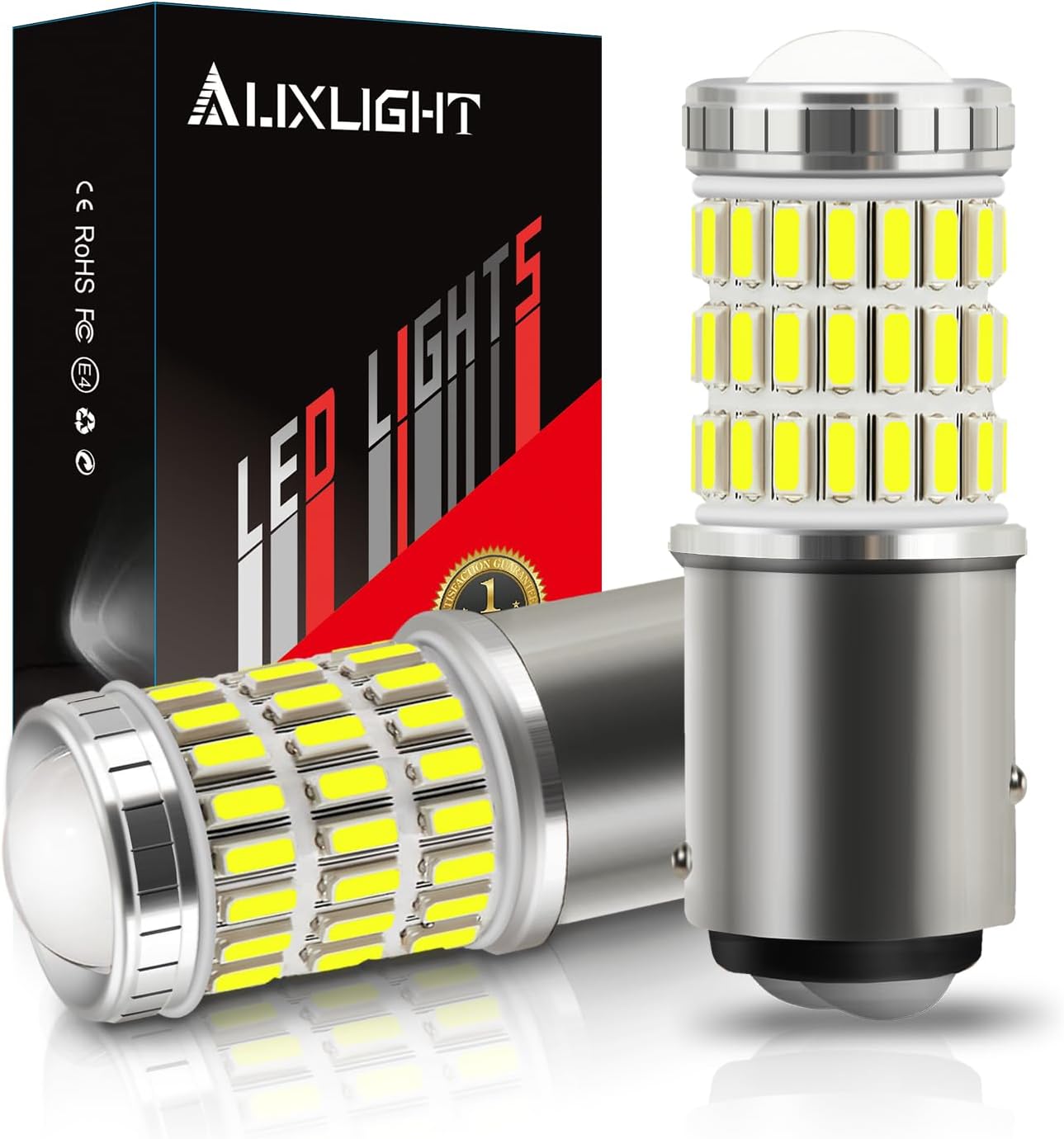 AUXLIGHT 3157 3156 4157 3057 3357 LED Bulbs, Ultra Bright 60-SMD LED Replacement for Turn Signal Blinker Lights, Brake/Tail Lights, Parking/Running Lights, Amber Yellow (Pack of 2)