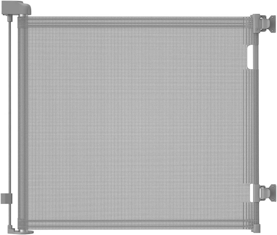 Retractable Baby Gate,Mesh Baby Gate or Mesh Dog Gate,33.6" Tall,Extends up to 55" Wide,Child Safety Gate for Doorways, Stairs, Hallways, Indoor/Outdoor (Black 33.6"x55")