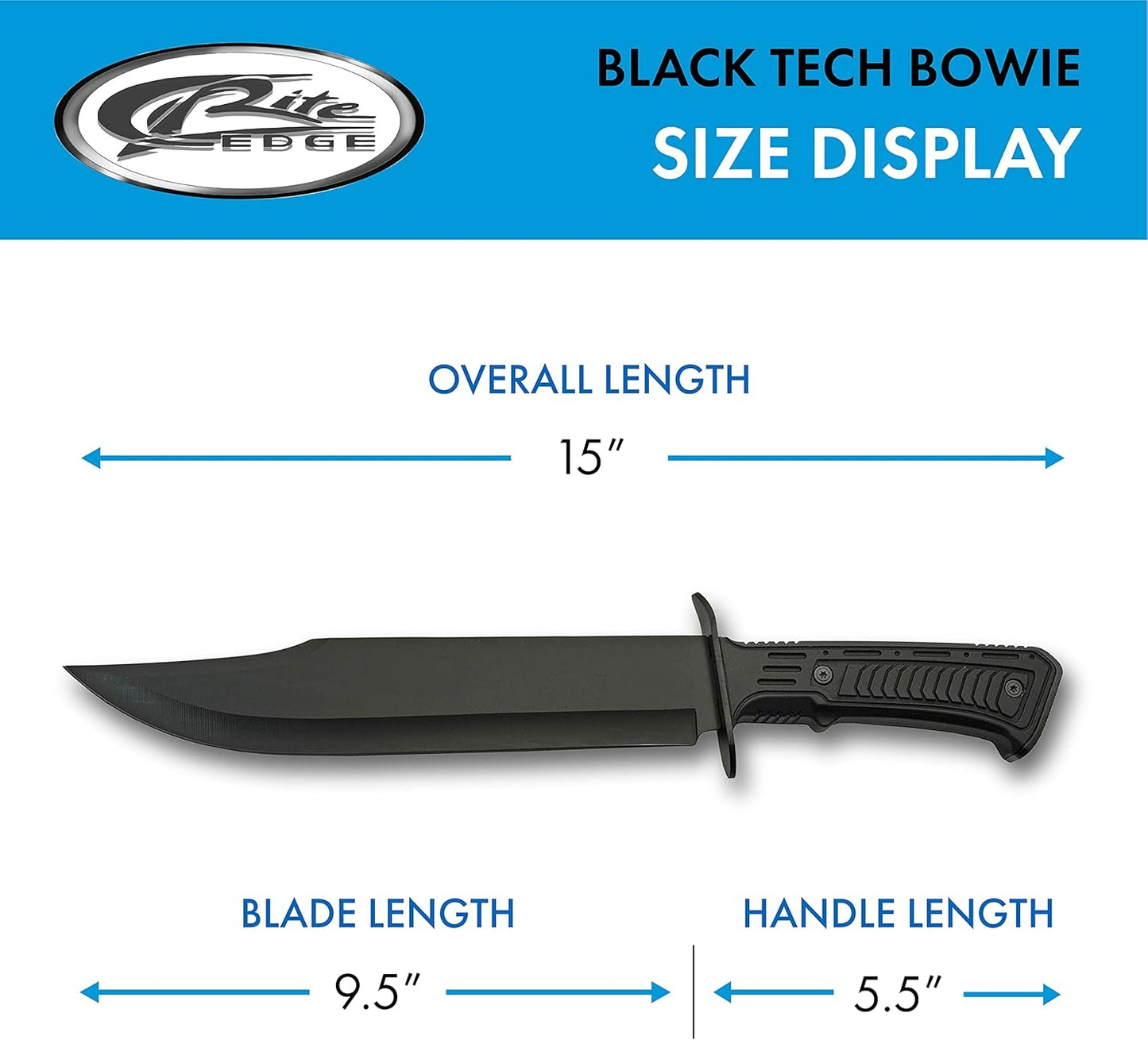 SZCO SUPPLIES 15" Outdoor Survival Black Tech Bowie Blade Knife