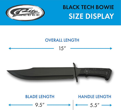 SZCO SUPPLIES 15" Outdoor Survival Black Tech Bowie Blade Knife