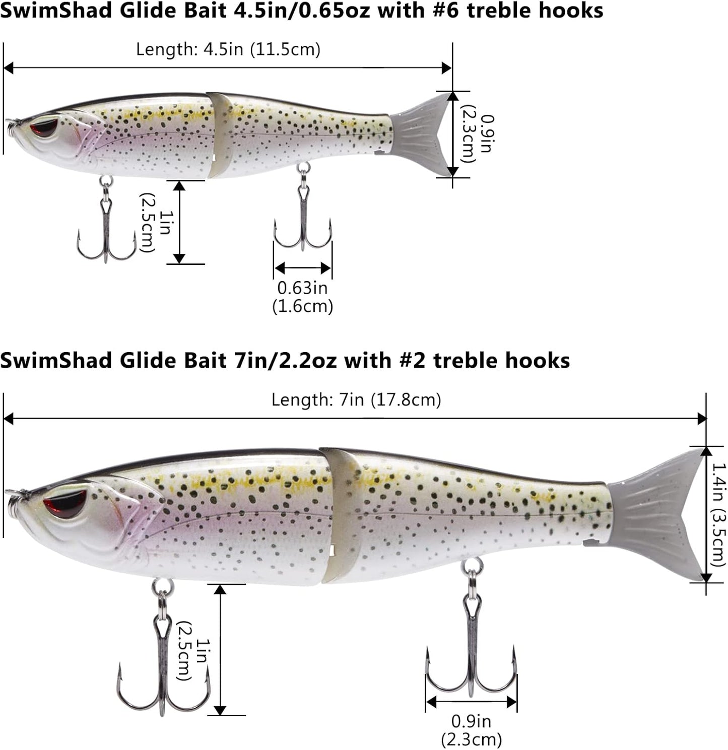 Bassdash SwimShad Glide Baits Jointed Swimbait Bass Pike Salmon Trout Muskie Fishing Lure