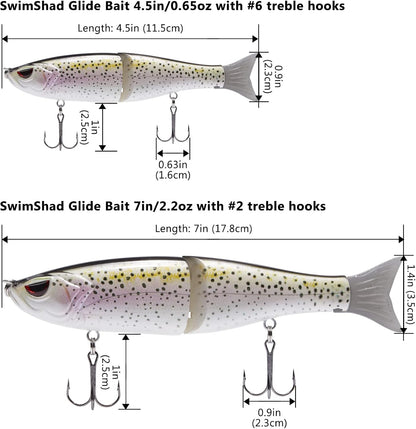 Bassdash SwimShad Glide Baits Jointed Swimbait Bass Pike Salmon Trout Muskie Fishing Lure