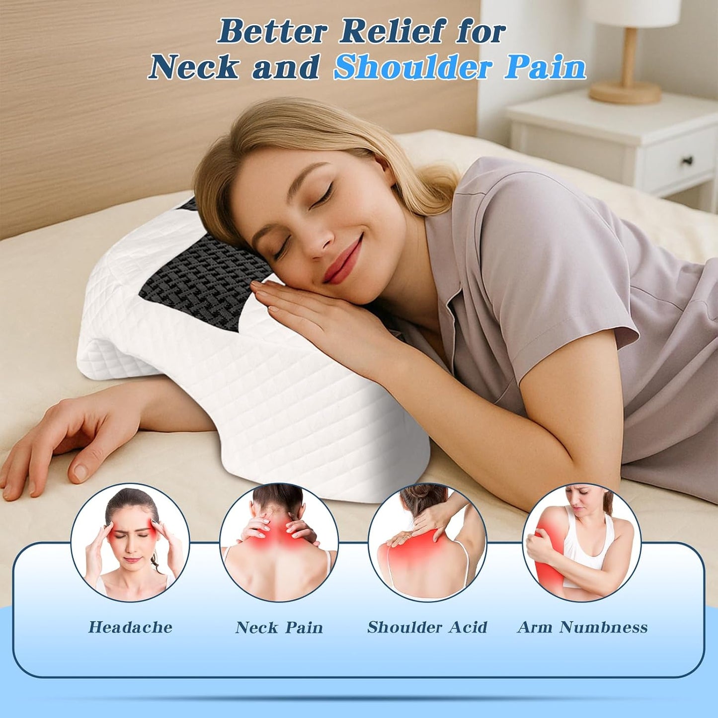 Side Sleeper Pillow with Arm Hole, Shoulder Relief System, Newly Upgrade Arm Pillow for Neck and Shoulder Pain, Premium Memory Foam, Suitable for Side, Back and Stomach Sleepers - Grey